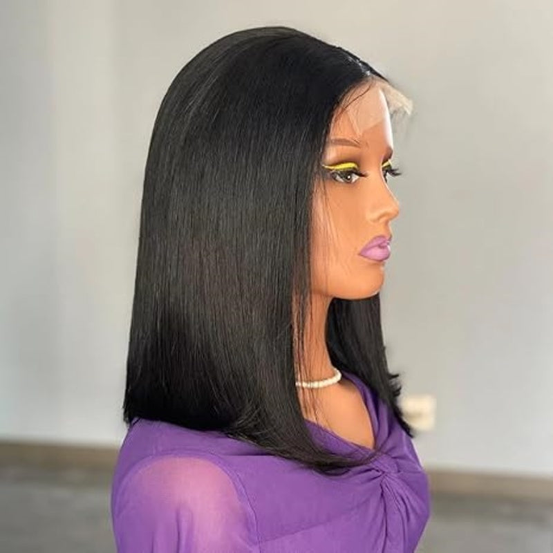 4X4 Glueless Wig Straight Human Hair Bob Wig Wear and Go Lace Front Wig